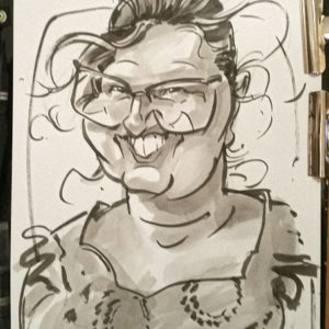 Caricature dame à lunette